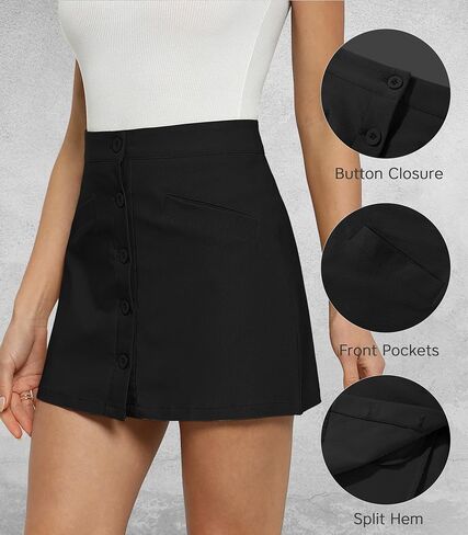 Womens Mini Skirts Bodycon Short Skirt Button Down Skirts for Women with Pockets Hign Waist A-line in Saudi Arabia