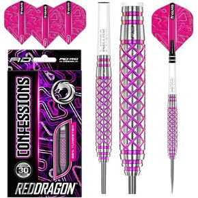 Red Dragon Confessions 85% Tungsten Steel Darts with Flights, Shafts & Wallet & Red Dragon Checkout Card