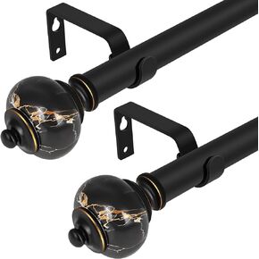 2 Pack Curtain Rods for windows,3/4 Inch Metal Single Telescoping Curtain Rod with Finials (Bronze, 36-72",2 pack)