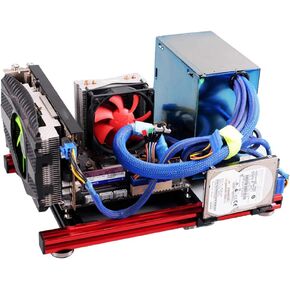 Pissente Open Frame Chassis, DIY Mini Open Aluminum Alloy Frame ITX Motherboard PC Computer Case, Support ATX Ordinary Large Power Provide