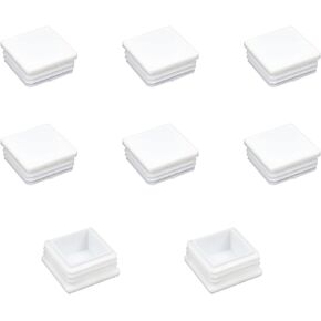 MroMax 20PCS 1.5" x 1.5" (LxW) Plastic Tubing Plug Square Post End Caps for Handrail Stair Newel Guardrail Tube White