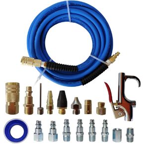 Abakoo 19 Pieces Air Compressor Accessory Kit, 1/4" x 25ft Hybrid Air Hose, 1/4" NPT Air Tool Kit with Blow Gun and Air Hose Fittings