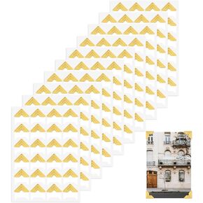 240 Pcs Gold Photo Corners Self Adhesive Photo Mounting Corner Sticker for Scrapbooking, Picture Corners for DIY Scrapbook, Photo Album, Journal, 10 Sheets
