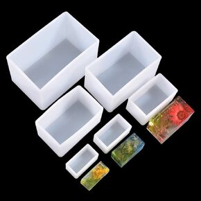 Rolin Roly 6Pcs Resin Cuboid Molds Rectangular Silicone Casting Moulds Reusable Epoxy Mould DIY Jewelry Craft Making for Home Decoration Resin Art Mould (6PCS Cuboid Molds)