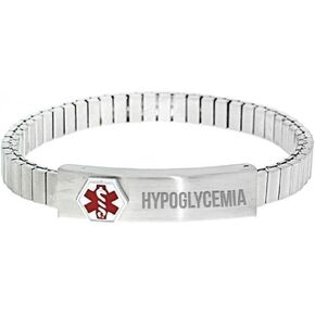 PicturesOnGold.com Stainless Steel Ladies Hypoglycemia Expansion Bracelet - Stainless Steel Expansion Bracelet