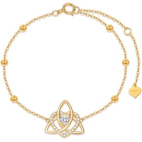 سوار سلتيك من الذهب الحقيقي عيار 14 قيراط للنساء - سوار بعقدة سلتيك على شكل قلب 14 قيراط من الذهب الأصفر بعقدة سلتيك ترينيتي in Kuwait