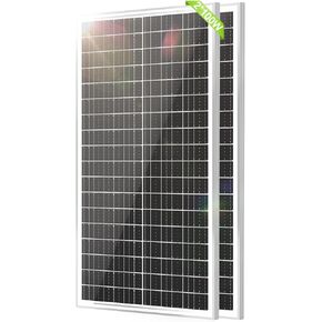 100 Watt Solar Panels 2 Pack, 12 BB 100W Monocrystalline Cell High-Efficiency PV Module, 200W Solar Panels for Homes Camping RV Battery Boat Caravan and Other Off-Grid System