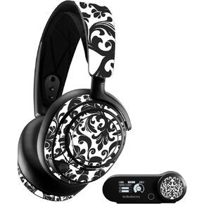 MightySkins Skin Compatible with SteelSeries Arctis Nova Pro - Black Damask | Protective, Durable, and Unique Vinyl Decal wrap Cover | Easy to Apply, Remove, and Change Styles | Made in The USA