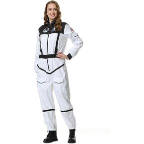 Colorful House Women Astronaut Onesie Adult Astronaut Costume White Space Suit Costume Halloween Spaceman Jumpsuit Outfit