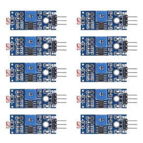 DIANN 10pcs LDR Photosensitive Sensor Module 3 Pins 5MM Light Dependent Resistor Sensor Module Digital Light Detection LM393