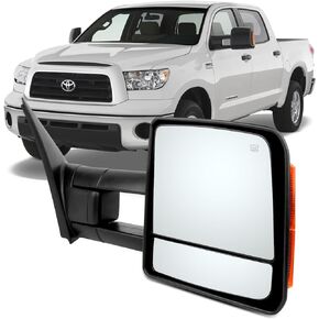 OCPTY Tow Mirror fit for 2007-2017 for Toyota for Tundra Towing mirror Passenger Right Side Power Adjusted Heated Turn Signal Light Black Housing