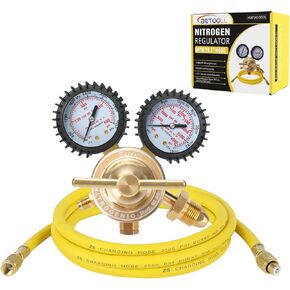 BETOOLL Nitrogen Regulator - Nitrogen Gauge with 78.7" Hose, 0-600 PSI Delivery Pressure Equipment Brass Inlet Outlet Connection Gauges