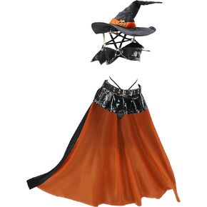 MEOWCOS Gothic Pumpkin Witch Party Set Strappy Top Bra and Mini Skirt Sexy Lingerie Set