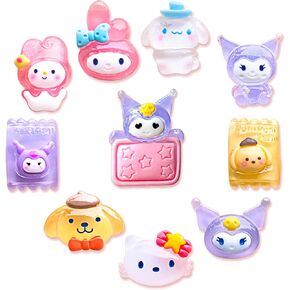 10Pcs Shiny Cartoon Shoe Decoration Charms for Croc Clog, Cute Resin Charms Accessories for Girl Party Favor