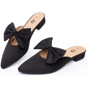 أحذية Rekayla Mules للنساء المسطحة، صنادل مريحة بمقدمة مدببة، أحذية مريحة للنساء بفيونكة لطيفة، أحذية بدون كعب للنساء، أحذية بدون كعب للعمل والمشي والأحذية الكاجوال in Kuwait