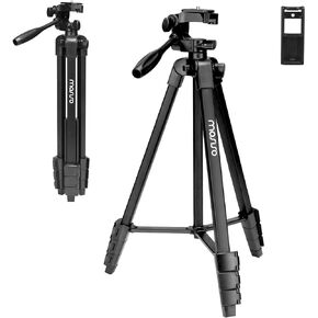 MOSISO 58 inch Camera Phone Tripod Stand, Lightweight Travel Tripod with Tablet Phone Mount for Mirrorless Camera/Phone/Projector/Ring Light/Spotting Scopes, for Vlogging/Shooting, 6.6lb Load, Black