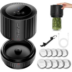 Electric Vacuum Sealer for Mason Jars - Canning Vacuum Sealer with LED Indicator for Food Storage and Fermentation, Jar Vacuum Sealer Kit with Wide and Regular Mouth Mason Lids in Saudi Arabia