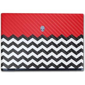 Carbon Fiber Laptop Skin Compatible with Alienware M16 R2 (2024) - Red Chevron - Premium 3M Vinyl Protective Wrap Decal Cover - Easy to Apply | Crafted in The USA by MightySkins