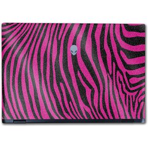 Glossy Glitter Laptop Skin Compatible with Alienware M16 R2 (2024) - Pink Zebra - Premium 3M Vinyl Protective Wrap Decal Cover - Easy to Apply | Crafted in The USA by MightySkins