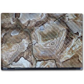 Carbon Fiber Laptop Skin Compatible with Alienware M16 R2 (2024) - Brown Marble - Premium 3M Vinyl Protective Wrap Decal Cover - Easy to Apply | Crafted in The USA by MightySkins