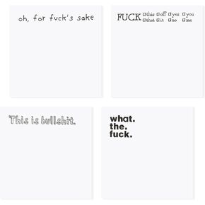 4 Pieces Funny Sticky Notes for Work Adults, F*ck Sticky Note, Oh, for Fu*k's, What The F*ck Sticky Notepad This is Bullshit, 3 x 3 Inches Rude Spoof Post Notes for Co-Workers Boss Office