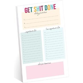 Get Shit Done to Do List / 6" x 10" Hilarious Sticky Note Fill in Task List / 50 Sheets Per Pad/Snarky Sticky Note Schedule Checklist/Made in USA