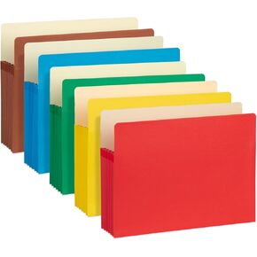 Blue Summit Expanding File Pockets, Letter Size, 5.25" Expansion, Assorted Colors – 10 Folders