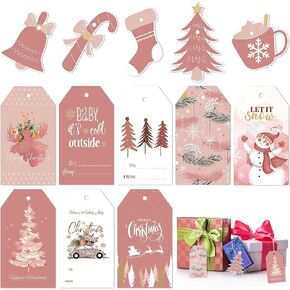 K1tpde 137PCS Vintage Christmas Gift Tags with 30m Hemp Rope Merry Christmas Hanging Paper Tags with String Decor for Christmas Tree Christmas Winter Holiday Wish Labels for Gift Wrapping Presents
