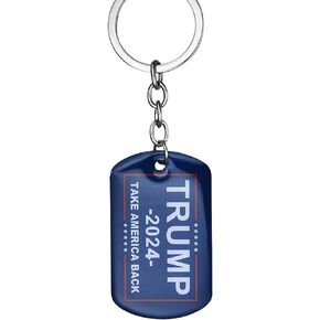 Trump 2024 Take America Back Keychain Donald Trump Stainless Steel Keychain for President Patriotic Republican Trump Dog Tag Keychain Ring.