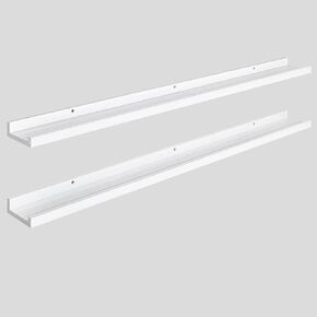 Picture Ledge Shelf - Solid Elm Wood Floating Shelves Set of 2 - Rustic Ledge Shelves for Toys Storage, Kids Bookshelf Wall Mounted for Bedroom, Living Room, Kitchen - 24 Inches - Natural Color