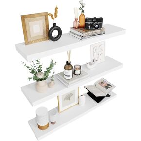 Colima Floating Shelves for Wall Black Wood Wall Shelf for Bedroom, 15 Inch Wall Mounted Floating Shelves for Bathroom Living Room Kitchen Office, 1.3" Thick Floating Book Shelves for Wall, Set of 3