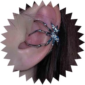 Punk Spider Ear Wrap Earrings Silver Exaggerated Spider Ear Cuff Earrings Crystal Spider Climber Cuff Earrings Vintage Streampunk Earrings Gothic No Piering Earrings Jewelry for Women and Girls