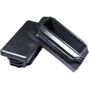 Prescott Plastics 1"x 2" (25mm x 50mm) Rectangle Plastic Hole Plugs, Insert, Black End Caps for Metal Tubing, Fences, Glide Protection for Chair Legs and Furniture (10 Pack)