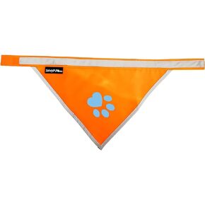 Orange Dog Bandana. Hi-Visibility Reflective, Blaze Orange Velcro Bandana for Large and Small Pets. Safety Accessories for Walking, Camping, and Off Leash Exploration.