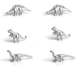 3 Pairs/Set Charm Post Stud Earrings Animal T-Rex Dinosaur Metal Stud Earring Wedding Engagement Jewelry Earrings for Women Men