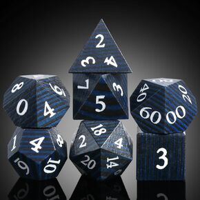 Wooden DND Dice DNDND Handmade Purpleheart Wooden D&D Die Set with Gift Case for D&D Dungeons and Dragon Tabletop Games (Purpleheart)