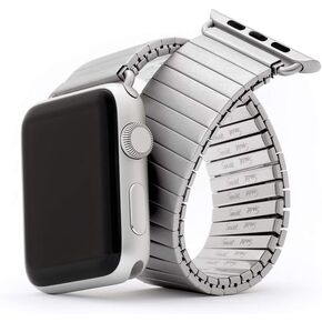 Speidel Twist-O-Flex Expansion band in IP Silver compatible for use with the 42/44/45 Apple Watch Series 1, 2, 3, 4,5, 6, 7, 8, 9 in Size 9
