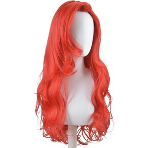 Princess Wig for Girl Red Long Curly Cosplay Wig Synthetic Fiber Halloween Costume Wigs in Kuwait