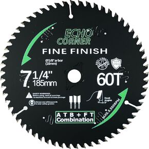 7-1/4" Ultra-Finish Circular Saw Blade, Fast Fine Cut Crosscut Ripping Wood Plywood MDF Plastic Veneer Lumber Laminate