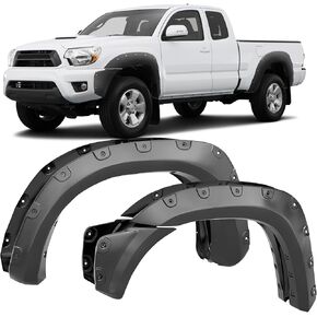YITAMOTOR Fender Flares Compatible with 2012-2015 Toyota Tacoma (73.5" Long Bed), Textured Matte Black Finish Pocket Rivet Style Front & Rear Wheel Flares, 6PCS