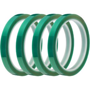 MECCANIXITY Resin Tape Silicone Adhesive Tape High Temperature Resistance Easy Peeling Polyester for Epoxy Resin,River Tables,Craft,Remove Residue 0.39 Inch Wide 108FT Long(Green),Pack of 4 in Saudi Arabia