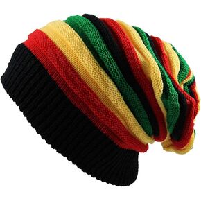 Fashion Jamaican Reggae Cap Multi-Colour Striped Rasta Hat Slouchy Baggie Beanie Skullies Gorro Rasta Women Men