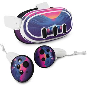 MightySkins Skin Compatible with Meta Quest 3 - Synthwave Drive | Protective, Durable, and Unique Vinyl Decal wrap Cover | Easy to Apply & Change Styles | Made in The USA