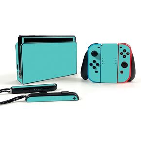 MightySkins Skin Compatible with Nintendo Switch OLED - Solid Turquoise | Protective, Durable, and Unique Vinyl Decal wrap Cover | Easy to Apply, Remove and Change Style | Made in The USA