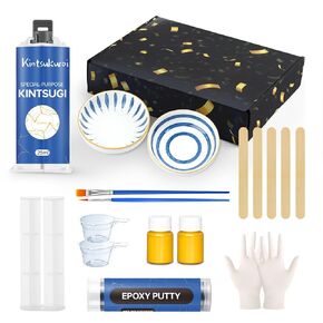 Kintsugi Repair Kit Gold, Japanese Kintsugi Kit to Improve Your Ceramic, Repair Your Meaningful Pottery with Gold Powder Glue, Perfect for Beginners Restoring Meaningful Gifts