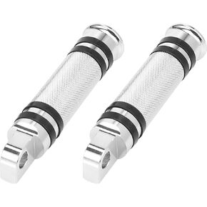 1 Pair 10mm Aluminum Aolly Motorcycle Rearsets Rear Set Footrest Footpeg Foot Rest Peg Bike Bicycle Cycling Silver Tone for Harley Davidson Sportster Dyna Touring