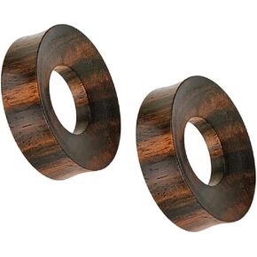 Pierced Owl - Large Rimmed Organic Wood Saddle Fit Tunnel Plug Gauges, Sold As Pair