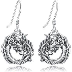 OHAYOO Dragon Earrings 925 Sterling Silver Dragon Dangle Drop Earrings Dragon Jewelry Gifts for Women Men