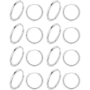 8 Pairs 20G Stainless Steel Huggie Hoop Earrings for Men Women Cartilage Helix Lobes Hoop Earrings Hinged Sleeper Earrings Hypoallergenic Earring Sets for Multiple Piercings 6mm-12mm