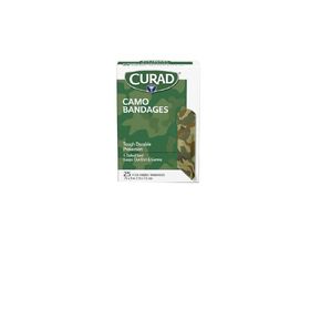 Curad Kid-Friendly Adhesive Bandages, Green Camouflage Design, 3/4" x 3", 25 Count (Pack of 6)
